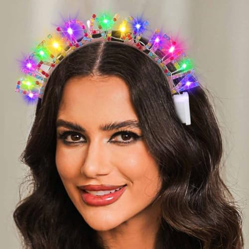 DRESBE Light Up Birthday Headband LED Rhinestone Birthday Queen Headbands Party Favors Hair Accessories for Women
