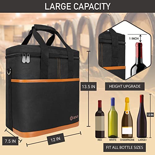 opux 6 Bottle Carrier Tote | Insulated Padded Wine Cooler Bag for Travel. Picnic, BYOB | Portable Leakproof Wine Tote Bag ...