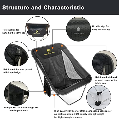 EASDRIL Ultralight Folding Camping Chair Low Lightweight Foldable Camp Chairs with Carry Bag for Hiking, Backpacking, Picn...