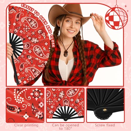 GlikCeil 1 Pcs 13 inch Folding Hand Fan Patterned Folding Fans Foldable Party Favors for Music Festivals, Club Events, Dan...