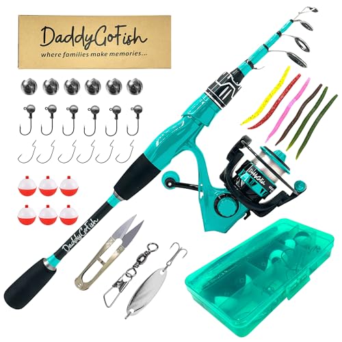 DaddyGoFish Spinning Fishing Rod and Reel Combo Set with Tackle Box | Kids Fishing Pole | Carbon Fiber Telescopic Fishing ...