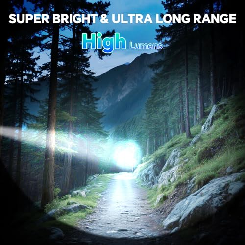3Pack Rechargeable Flashlights High Lumens 9900LX, Super Bright Flashlight with LCD Digital Display, 5Modes Adjustable LED...