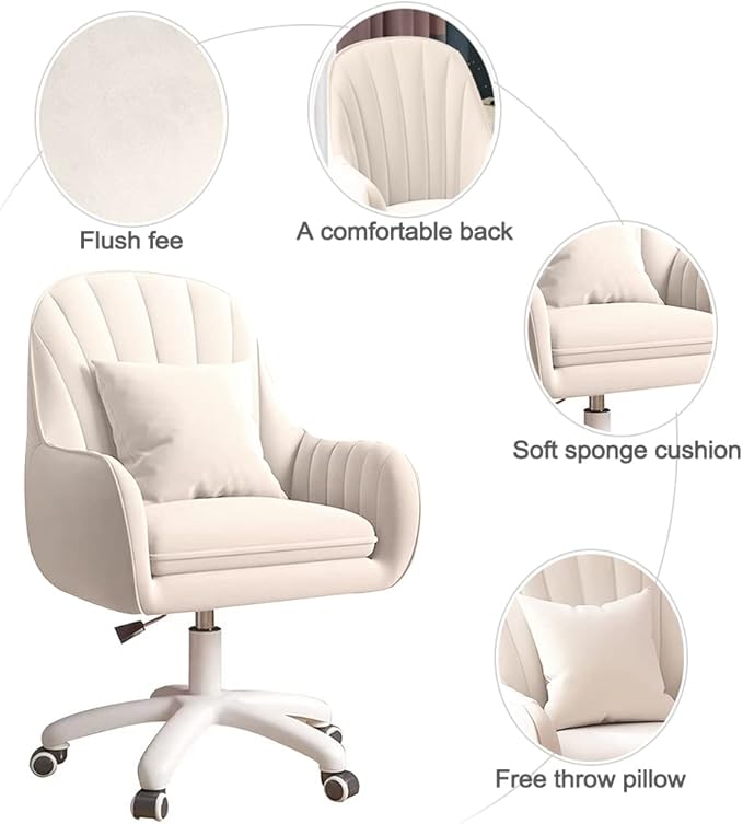 XUEGW Home Office Chair Computer Chair with Mid-Back Upholstered Modern Tufted Computer Task Chair Swivel Height Adjustable Velvet Accent Chair.