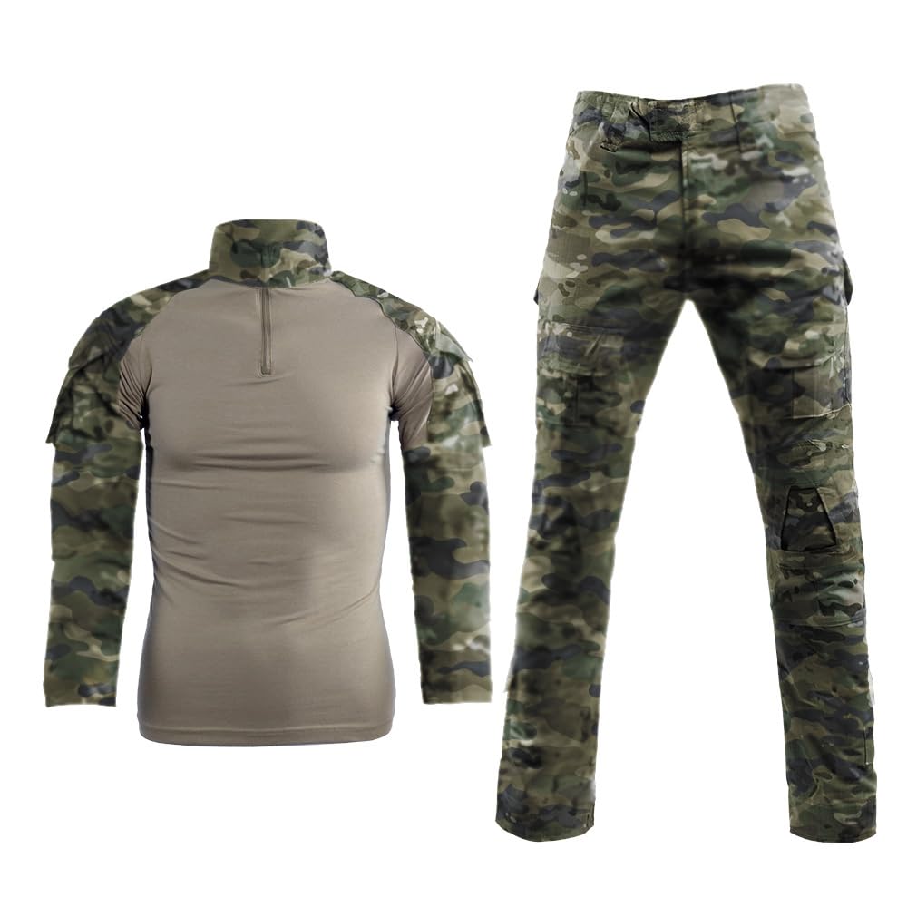 Mens Tactical Military Uniform Set Camouflage Tactical Shirt Pants Gear Suit