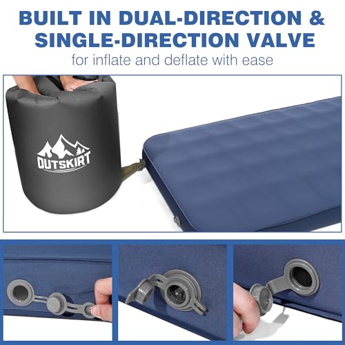 OUTSKIRT Ultralight Self Inflating Sleeping Pad, 4" Thick Camping Mattress with Pump Pack, 9.5 R-Value Insulated Sleeping ...