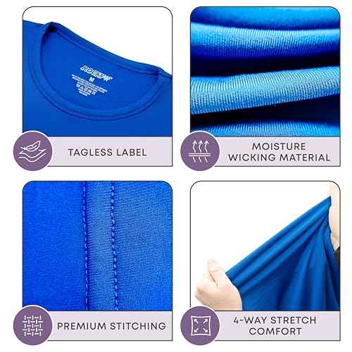 Rocky Men's Thermal Underwear Men Long Johns for Men Thermal Pants Mens Long Underwear Bottoms Warm Mans Base Layer Pants (Small, Blue, Standard Weight 185 GSM, Two Pack)