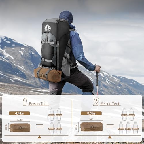 Night Cat Ultralight Backpacking Tent: Waterproof Lightweight Two People Camping Tent for Outdoor Hiking Trekking with Dou...