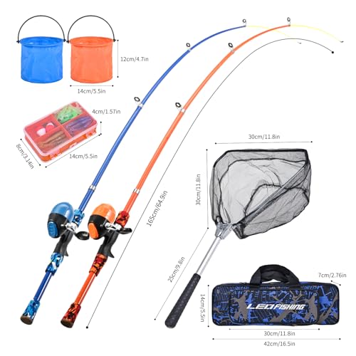 LEOFISHING Portable Kids Fishing Rod Set 2Pack Telescopic Fishing Poles for Boys and Girls Fishing Rod and Reel Combos wit...