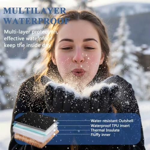 PROUDDEMON PD Winter Insulated Thermal Snow Ski Gloves Waterproof for Women Men, Windproof Gloves for Extreme Cold Weather...