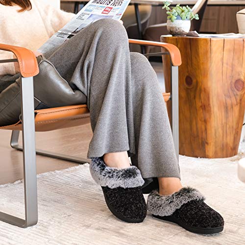 DL Women's Memory Foam Moccasin Slippers Micro Suede with Breathable Faux Fur Lining Slip On House Shoes Micro Indoor & Ou...