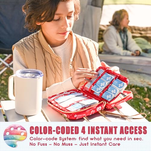 EVERLIT Care Rescue Pack | Family-Friendly First Aid Kit for Kids with 200 Pcs Medical Supplies | Travel-Friendly Compact ...