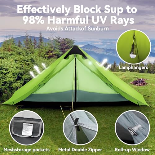 Ultralight Tent 3-Season Backpacking Tent 1 Person/2 Person Camping Tent, Outdoor Lightweight LanShan Camping Tent Shelte...