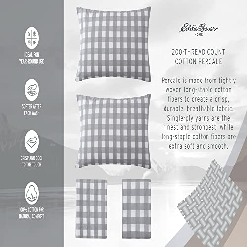 Eddie Bauer - Full Sheets, Cotton Percale Bedding Set, Crisp & Cool Home Decor (Explore Lantern White, Full)