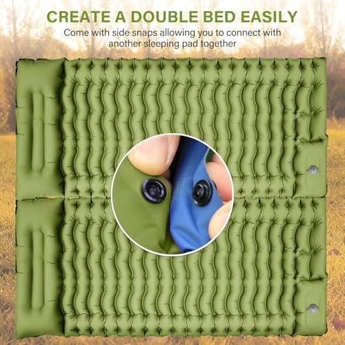 FUN PAC Camping Sleeping Pad, Ultralight Camping Mat with Pillow, Built-in Foot Pump Inflatable Sleeping Pads Compact for ...