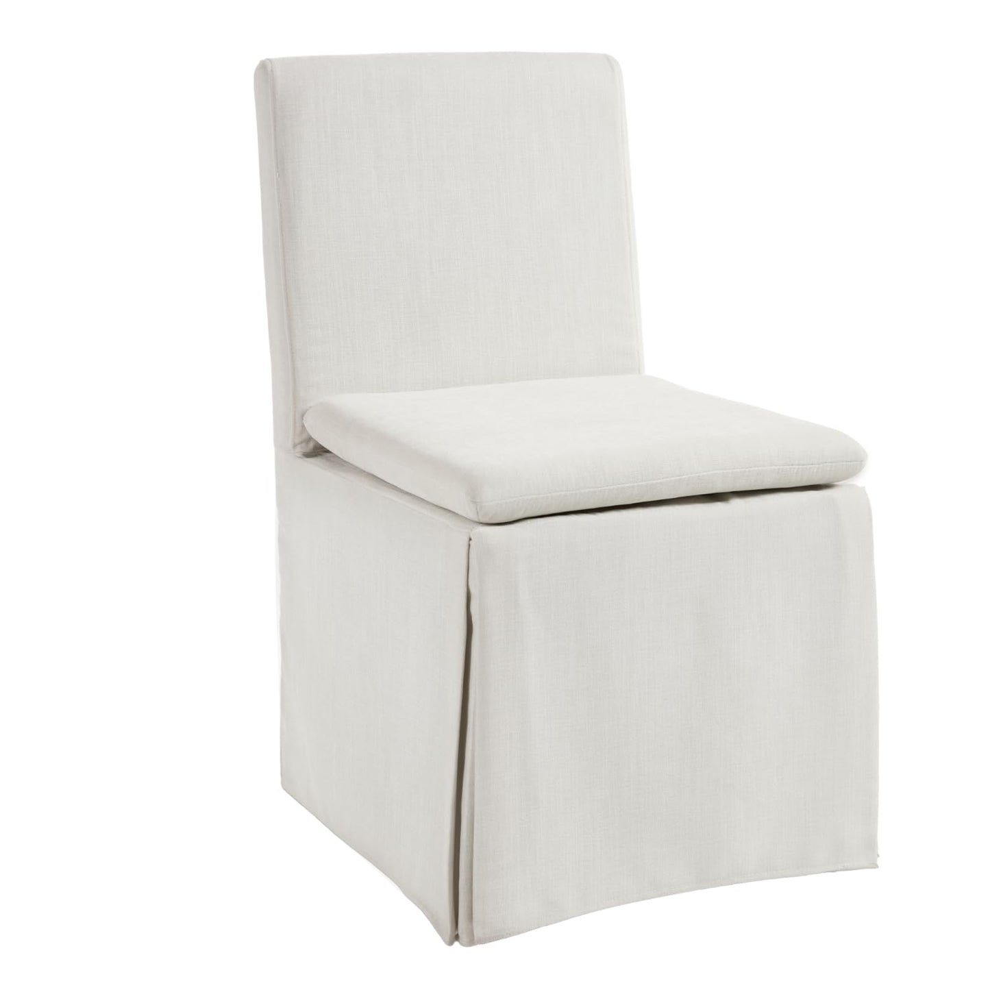 DAYALANE Farmhouse Slipcovered Dining Chairs Set of 4, Modern Upholstered Kitchen & Dining Room Chairs, Comfy White Accent Armless Side Chair for Reading Room Kitchen Dining Room, Chenille