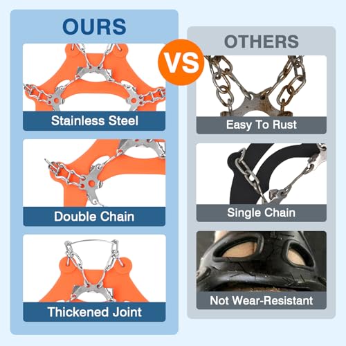 ZeeDix Crampons Ice Cleats for for Shoes & Boots, 19-Spike Stainless Steel Crampon, Anti Slip Traction Grips for Walking H...