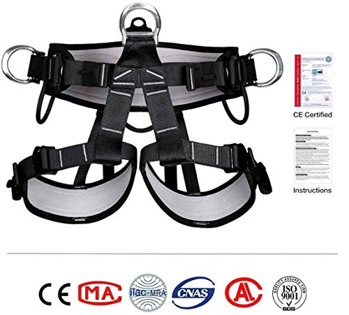HandAcc Climbing belts, Thicken Professional Safety Belt with Magnesium Alloy Connection Ring, Outdoor Momentum Belt for R...