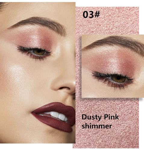 evpct Dusty Pink Champagne Single Eyeshadow Palette, Rose Gold Ice Pink Nude Glitter Cream Eye shadow Palette Singles Brig...