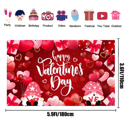 Large 71" X 43" Valentine's Day Backdrop, Red Pink Photography Background for Happy Valentine Party Decorations and Banner