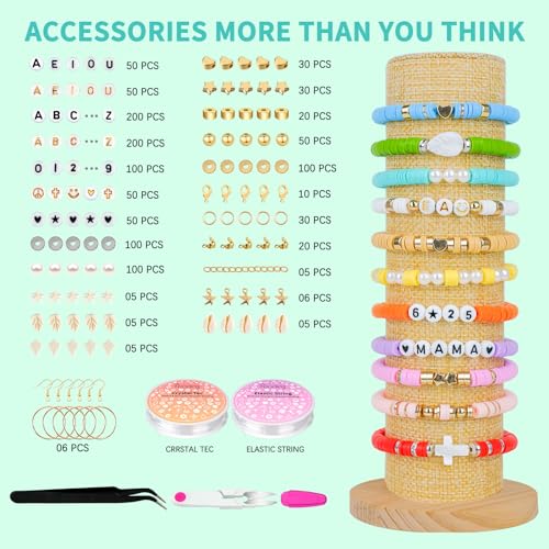 Friendship Bracelet Kit, 14,000pcs 48 Colors Bracelet Making Kit Clay Beads with Number Letter Bead Set Concert Merch Arts...