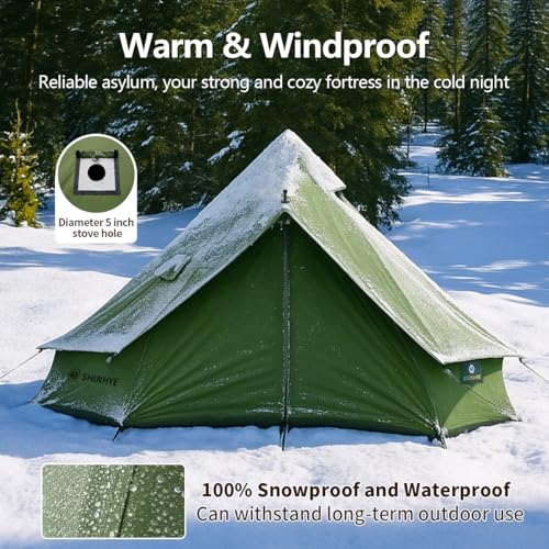 Canvas Bell Yurt Tent with Stove Jack, Waterproof Luxury 4 Season Tents for Family Outdoor Camping 100% Cotton Green Glamp...