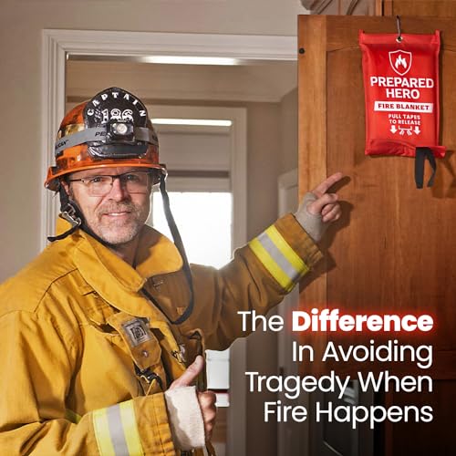 Prepared Hero Emergency Fire Blanket - 2 Pack - Fire Suppression for Kitchen, 40” x 40” Fiberglass Fire Blanket for Home