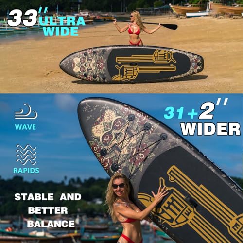 Inflatable Paddle Board 10'6''/11' Wide, Standup Paddle Board for Adults, with Premium SUP Accessories - 3 Fins, Adjustabl...