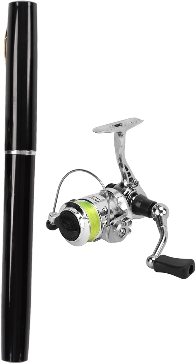 Sunicon Portable Pen Shape Fishing Rod, Mini Pocket Collapsible Fishing Pole Kit Spinning Fishing Gear Organizer Pole Tele...