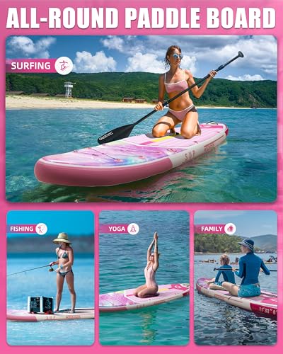 Dixero Inflatable Stand Up Paddle Board with SUP Accessories, Anti-Slip EVA Deck, 11'*33" Inflatable Paddle Boards for Adu...