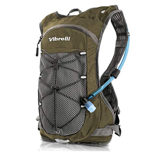 Vibrelli Hydration Backpack & 2L Hydration Bladder - High Flow Bite Valve - Hydration Pack for Cycling, Running, Hiking