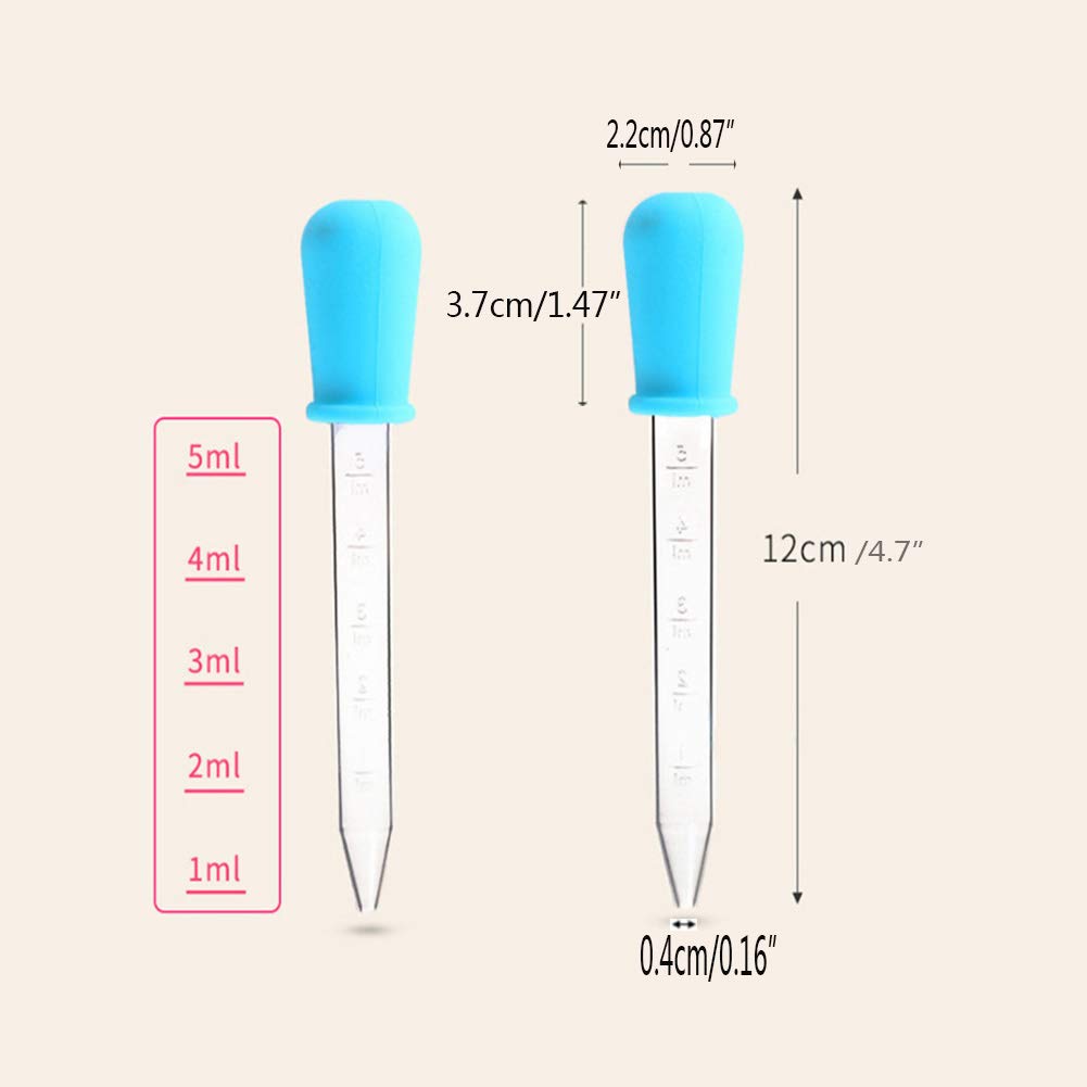 Shuiniba 5ml Liquid Droppers Medicine Silicone and Plastic Pipettes Eye Dropper with Bulb Tip for Kids Candy Molds (8 Pack）