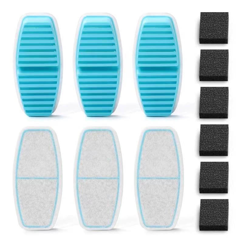 Official POOEKEN 12 Packs(6 Filters + 6 Sponges) for B3 Battery Cat Water Fountain, Cat Fountain Replacement Filters with ...