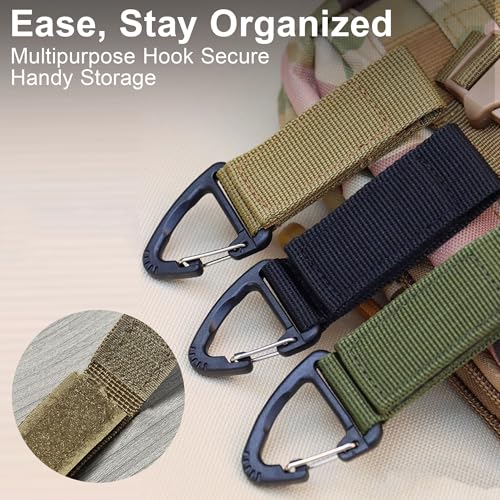 Tactical Key Ring Chain, D-Ring Snap Clip Carabiner, Multifunction Keychain Webbing Belt Holder 6PCS, Gear Hook for Hiking...