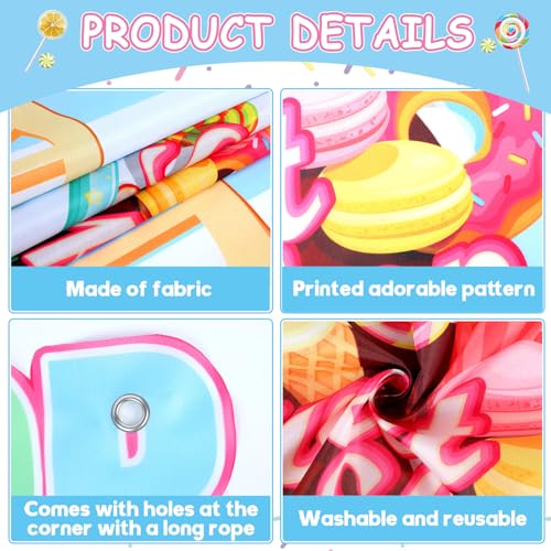 Sweet Shop Shaped Photo Prop Candy Theme Birthday Party Decor 60 x 48inch Fabric Sweet Photo Booth Frame Hanging Backdrop ...