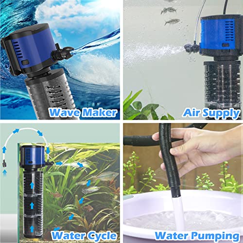 TARARIUM Fish Tank Filter Powerful 400GPH for 75-200 Gallon Large Aquarium Small Pond Fountain, Wave-Maker Submersible Wat...