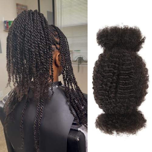 Afro Kinkys Bulk Human Hair Kinky-Curly 100% Real Human Hair for Twist, Braiding, Dreadlocks & Sister Locs, Natural Soft Pre Fluffed, Can Be Dyed Bleached (#1B Natural Black, 22 Inch)