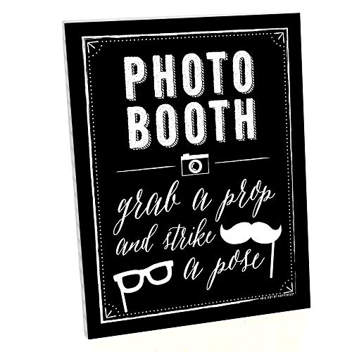 Big Dot of Happiness Photo Booth Sign with Stand – Festive & Durable Plastic Display – Indoor & Outdoor Party Decoration –...