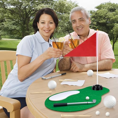5 Sets 40 PCS Golf Centerpieces Table Decorations with Green Mats Ball Red Flag Plastic Flag Stand for Sport Themed Birthd...