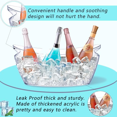Ice Bucket, 2 PCS 5.5L Acrylic Ice Buckets, Large Beverage Tub for Parties, Mimosa Bar Supplies Beverage Tub and Scoops fo...