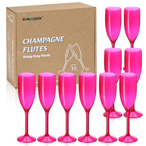 XUWAIDSGN Champagne Flute Acrylic Champagne Glasses Wedding Toasting Champagne Flute Goblet Plastic Reusable Unbreakable C...