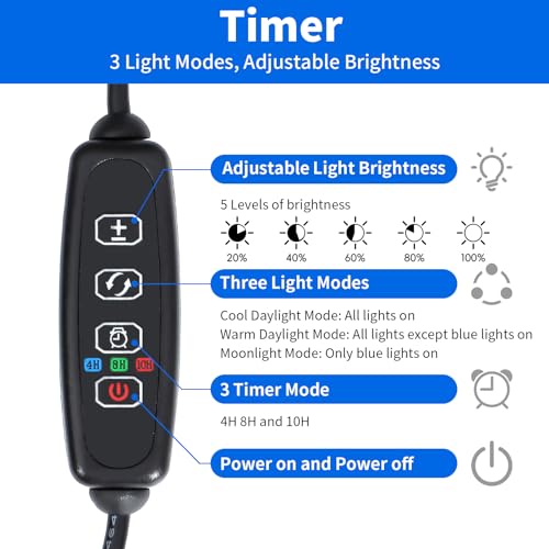 AQUANEAT LED Aquarium Light for 18 to 24 Inch Fish Tank, Auto On Off with Timer, Full Spectrum, Adjustable Brightness, Day...