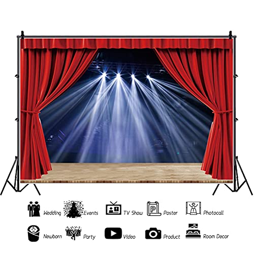 Leyiyi 8x6ft Theater Stage Backdrop Spotlight Concert Stage Red Bokeh Photography Background Fashion Music Party Concert S...