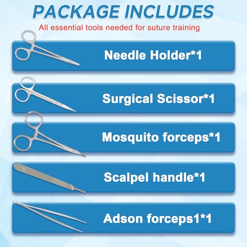 Spectabilis Suture Practice Kit for Medical Students, Silicone Pad Surgery Wounds Closure Suturing, Supplies for Vet Nursi...