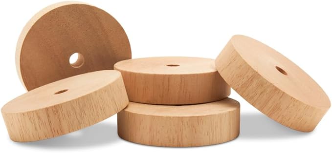 3-inch Diameter Slab Wooden Wheels for Crafts 3/8-inch Hole, 3/4-inch Thick, Pack of 24 Mini Craft Wheel for Model, by Woodpeckers