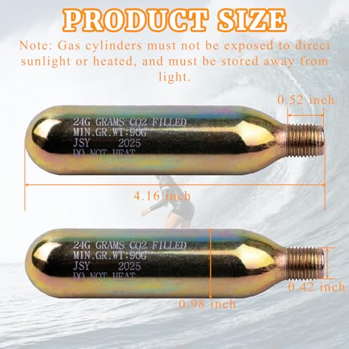 24 Gram CO2 Rearming Cylinder 1/2-inch Replacement Thread CO2 Cartridges for Auto Manual Version of Inflatable Jackets Lif...