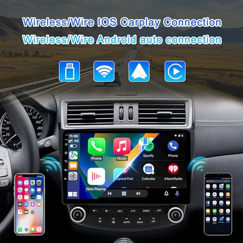for Honda Accord 7th 2003 2004 2005 2006 2007, Android 13 Car Stereo with Wireless Carplay Android Auto, 10 inch Touchscre...