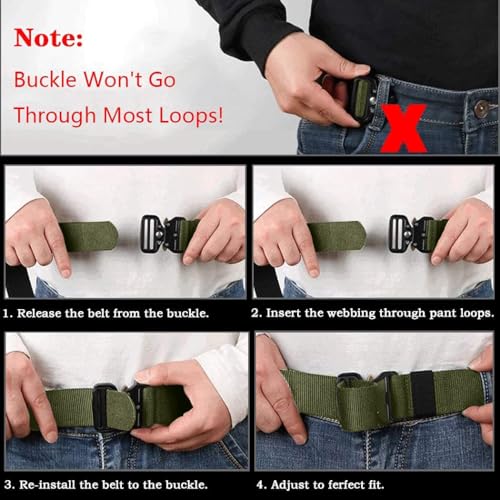 Men's Tactical Belt - Heavy Duty Nylon Web Belt with Quick Release Buckle