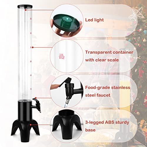 Beer Giraffe Dispenser, 100oz/3.2 qt Mimosa Tower Dispensers with Ice Tube and LED Light, 3L Tabletop Drink Tower Dispense...
