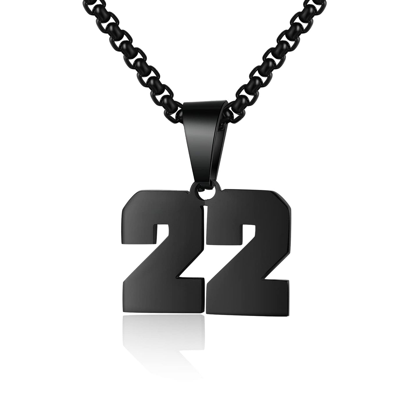 Number Necklaces Personalized Necklaces Black Initial Number Pendant Stainless Steel Chain Movement Necklaces for Men Women (22)