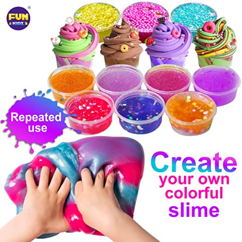 33 Cups Jumbo Slime Kit for Kids, FunKidz Premade Ultimate Slime Pack to DIY Soft, Cloud, Clear, Butter, Glitter, Glow in ...